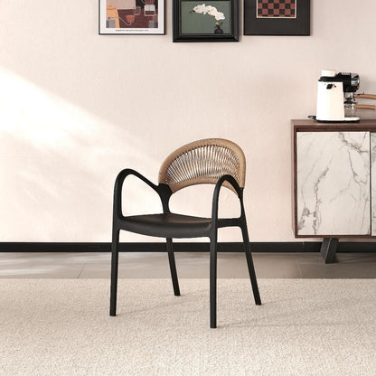 TuHome Daytona Modern Dining Chair, Sophisticated High-Back  - Black/Brown