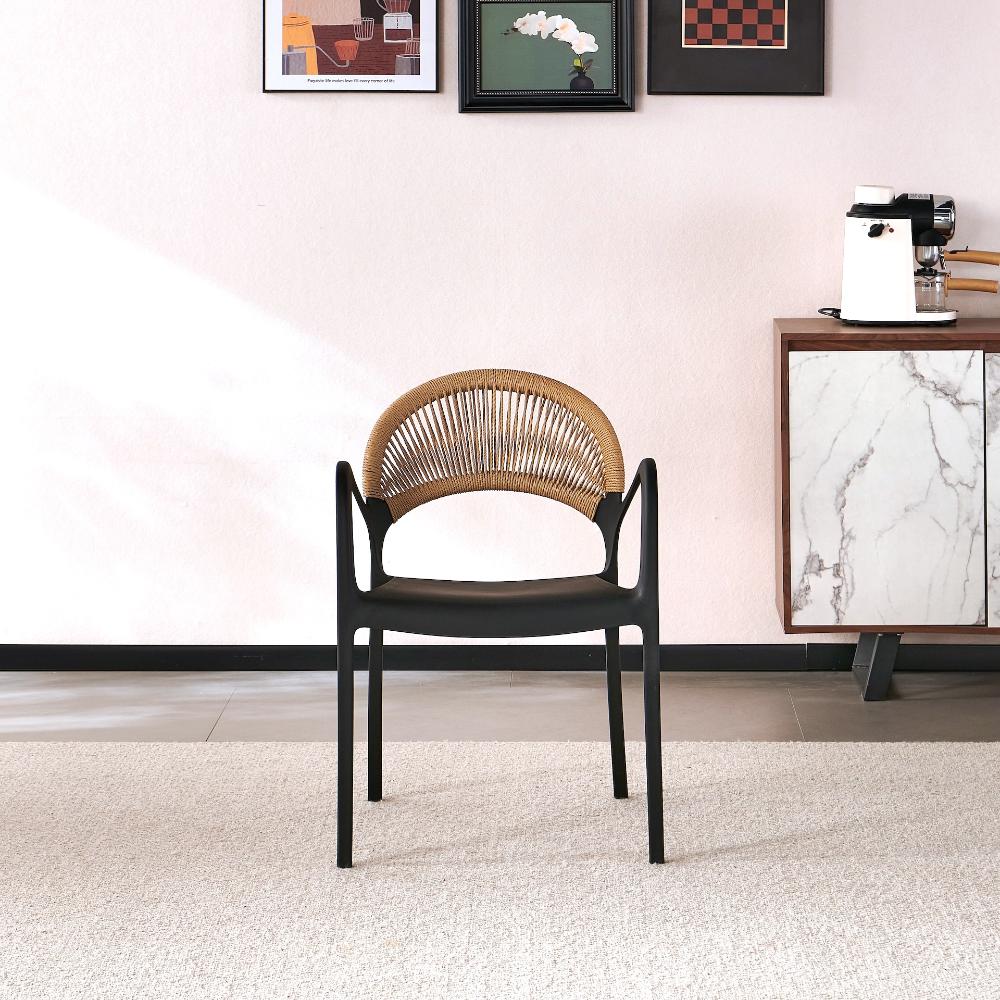 TuHome Daytona Modern Dining Chair, Sophisticated High-Back  - Black/Brown