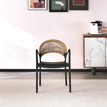TuHome Daytona Modern Dining Chair, Sophisticated High-Back  - Black/Brown