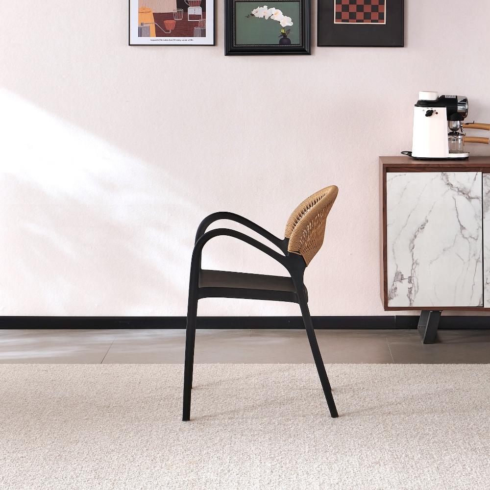 TuHome Daytona Modern Dining Chair, Sophisticated High-Back  - Black/Brown