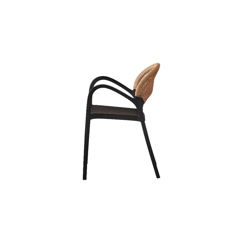 TuHome Daytona Modern Dining Chair, Sophisticated High-Back  - Black/Brown