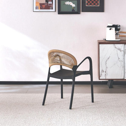 TuHome Daytona Modern Dining Chair, Sophisticated High-Back  - Black/Brown