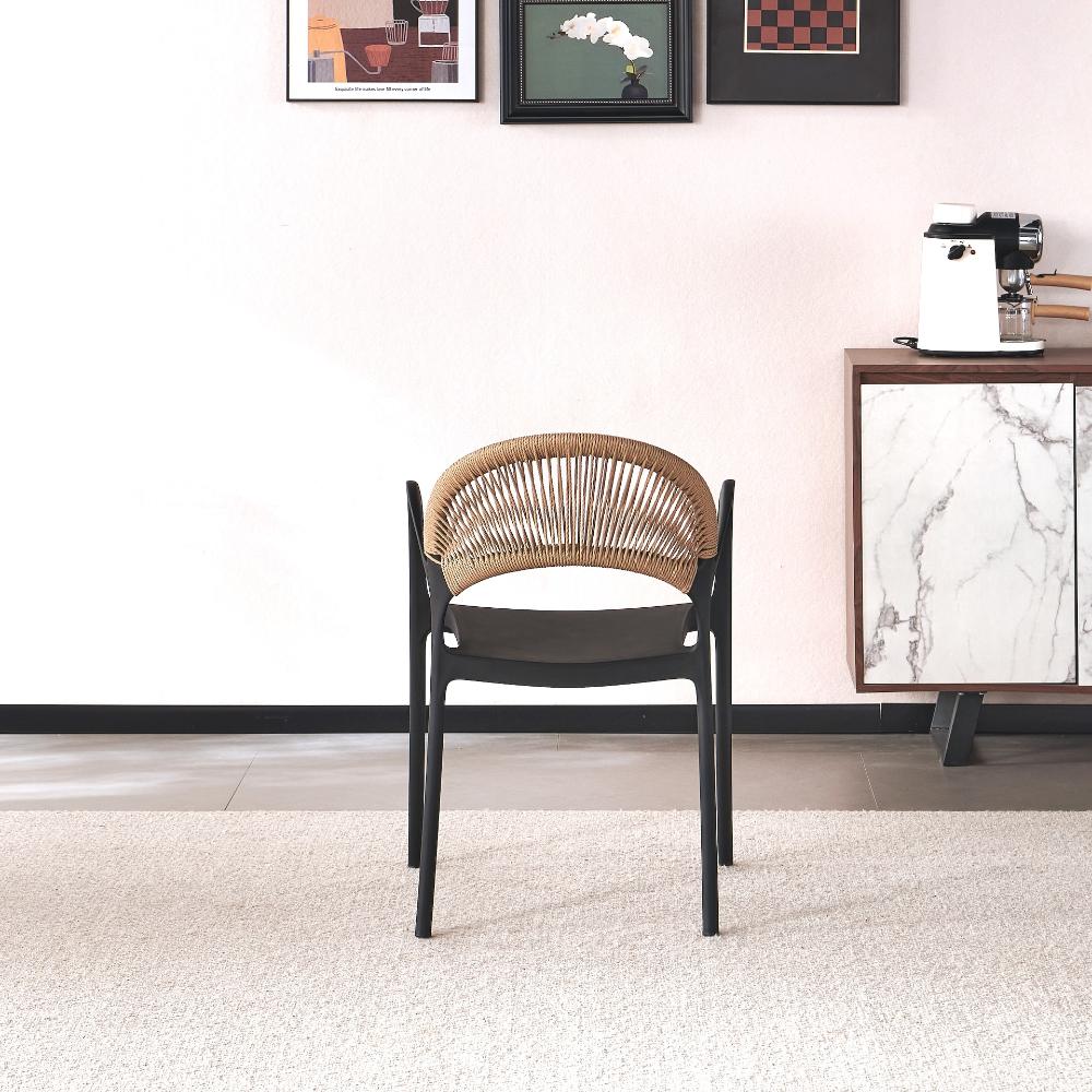 TuHome Daytona Modern Dining Chair, Sophisticated High-Back  - Black/Brown