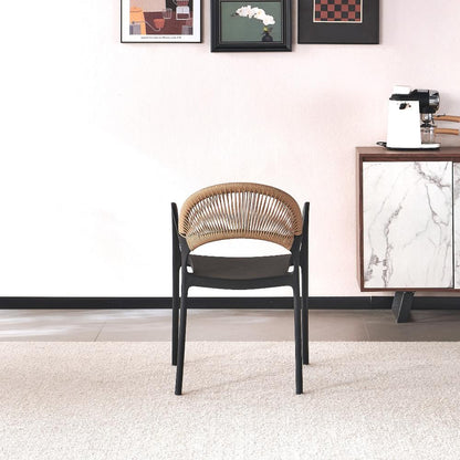 TuHome Daytona Modern Dining Chair, Sophisticated High-Back  - Black/Brown