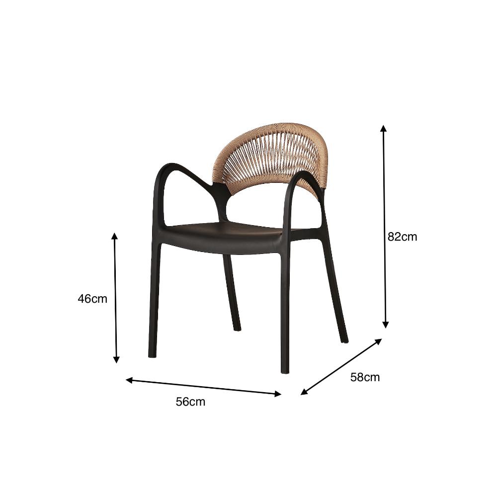TuHome Daytona Modern Dining Chair, Sophisticated High-Back  - Black/Brown