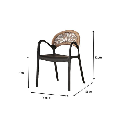 TuHome Daytona Modern Dining Chair, Sophisticated High-Back  - Black/Brown