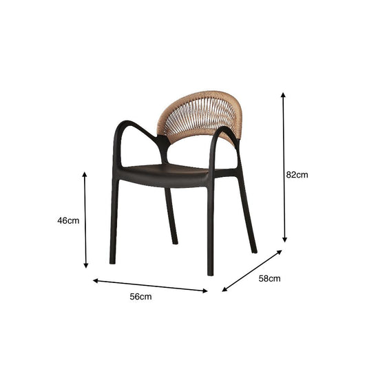 TuHome Daytona Modern Dining Chair, Sophisticated High-Back  - Black/Brown