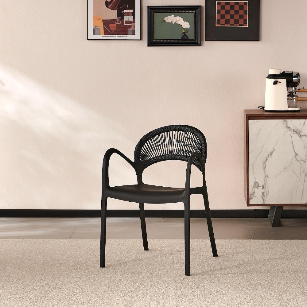 TuHome Daytona Modern Dining Chair, Sophisticated High-Back  - Black