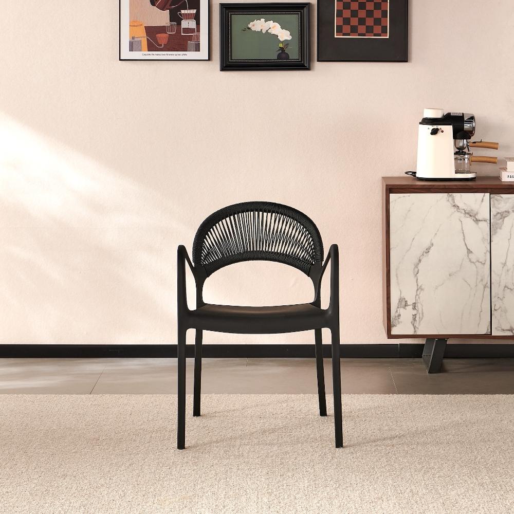 TuHome Daytona Modern Dining Chair, Sophisticated High-Back  - Black