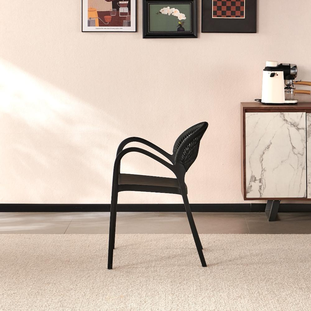TuHome Daytona Modern Dining Chair, Sophisticated High-Back  - Black