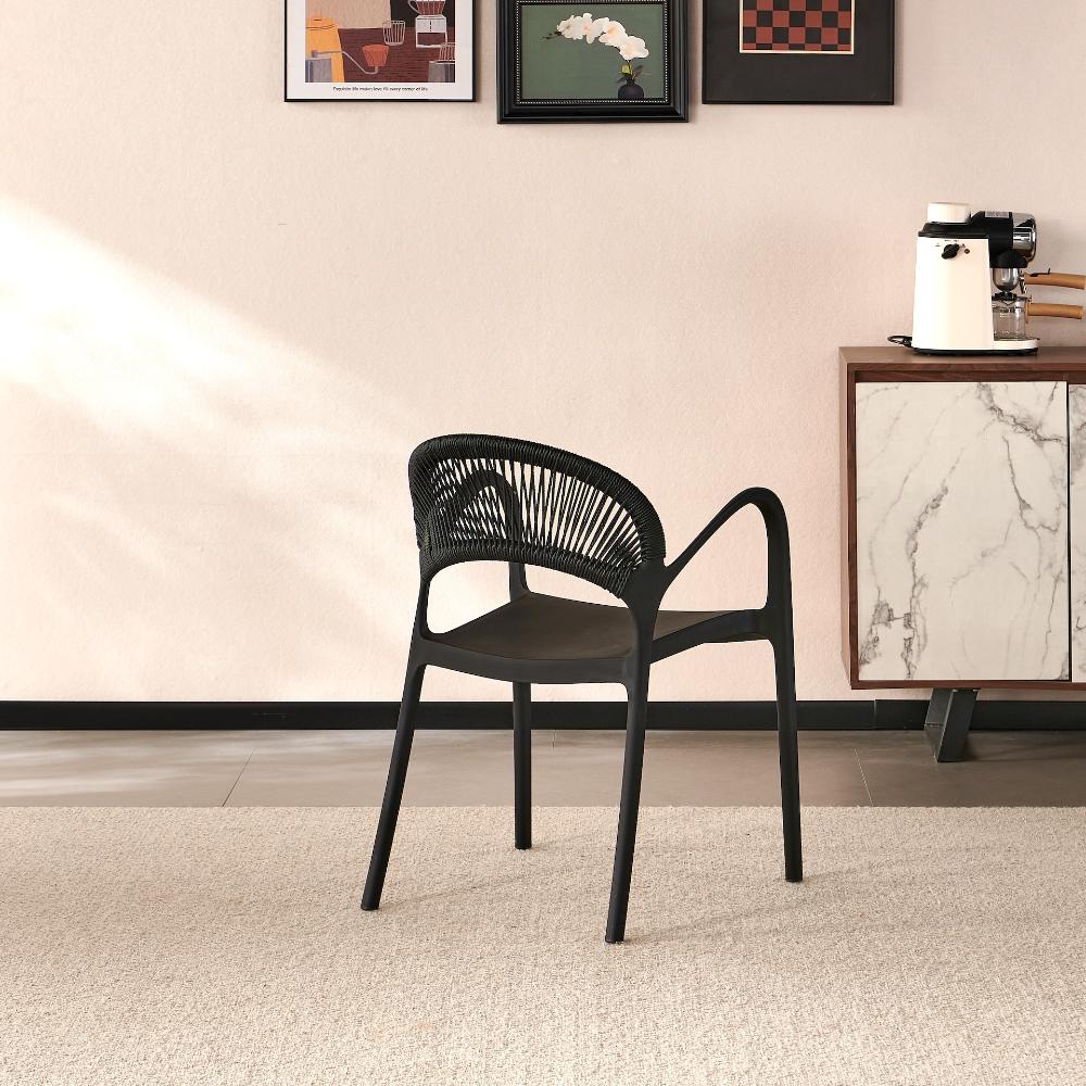 TuHome Daytona Modern Dining Chair, Sophisticated High-Back  - Black
