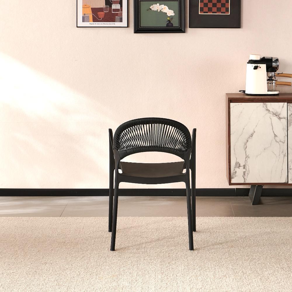 TuHome Daytona Modern Dining Chair, Sophisticated High-Back  - Black