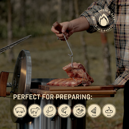 3-in-1 Stainless Steel Smoker Barrel Grill – Portable Charcoal BBQ with Thermometer, Outdoor Cooking Smoker for Camping, Backyard & Home BBQ INGRILL