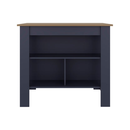 Cala Kitchen Island, Three Open Shelves, One Top Shelf, Four Legs, Modern Kitchen Decor And Organizer