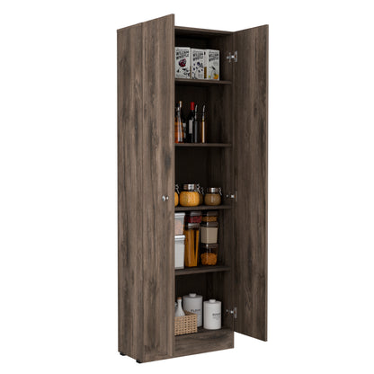 Tuhome Lambardi Tall Multistorage Cabinet with Double Door Design, Five Deep Interior Shelves, Freestanding Vertical Storage Solution for Kitchens, Laundry Rooms, Bedrooms or Utility Areas to Maximize Home Organization