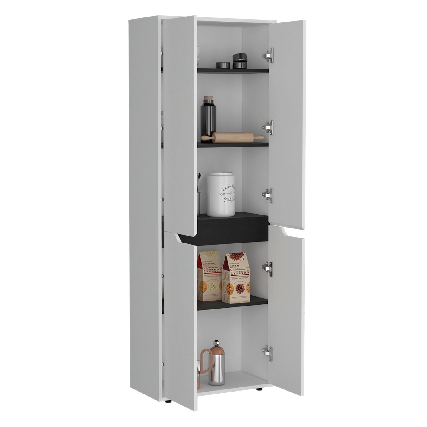 Herrin Storage Cabinet Kitchen Pantry With Four Doors And And Five Interior Shelves