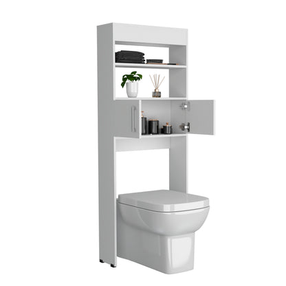 TUHOME Madrid Over The Toilet Cabinet with Double Door Storage, Two Spacious Shelves, Space-Saving Bathroom Organizer for Toiletries, Towels and Essentials, Modern Freestanding Design.