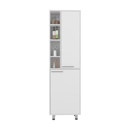 Burton Kitchen Pantry with 2 Doors, Adjustable Shelves, side Shelves, Compact Storage Cabinet for Kitchen Organization