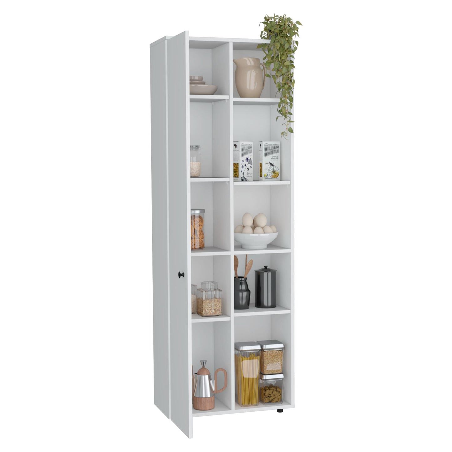 Hoyt Kitchen Pantry Storage Cabinet With And Five Interior And Exterior Shelves