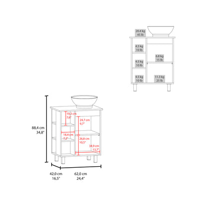 Allegra Floating Vessel Sink Bathroom Vanity, Double Doors, And Storage Shelf