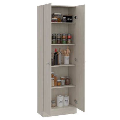 Tuhome Lambardi Tall Multistorage Cabinet with Double Door Design, Five Deep Interior Shelves, Freestanding Vertical Storage Solution for Kitchens, Laundry Rooms, Bedrooms or Utility Areas to Maximize Home Organization