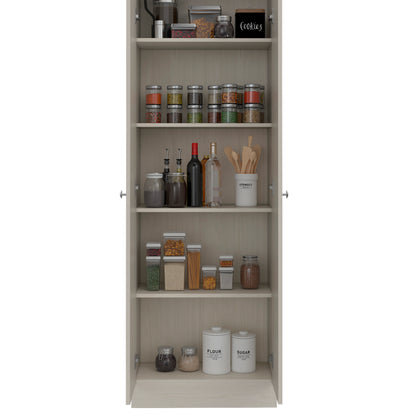 Tuhome Lambardi Tall Multistorage Cabinet with Double Door Design, Five Deep Interior Shelves, Freestanding Vertical Storage Solution for Kitchens, Laundry Rooms, Bedrooms or Utility Areas to Maximize Home Organization