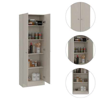 Tuhome Lambardi Tall Multistorage Cabinet with Double Door Design, Five Deep Interior Shelves, Freestanding Vertical Storage Solution for Kitchens, Laundry Rooms, Bedrooms or Utility Areas to Maximize Home Organization