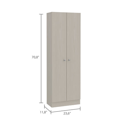 Tuhome Lambardi Tall Multistorage Cabinet with Double Door Design, Five Deep Interior Shelves, Freestanding Vertical Storage Solution for Kitchens, Laundry Rooms, Bedrooms or Utility Areas to Maximize Home Organization