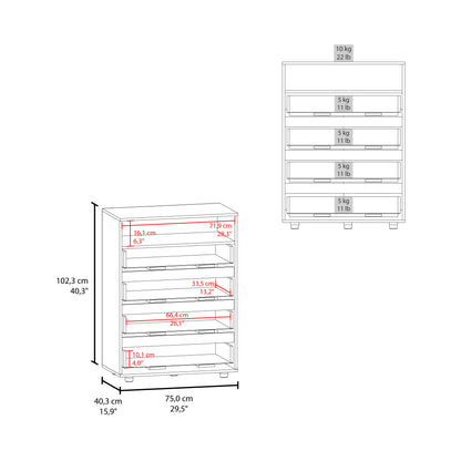 Alpine Four Drawer Dresser With Spacious Storage And Modern Handles