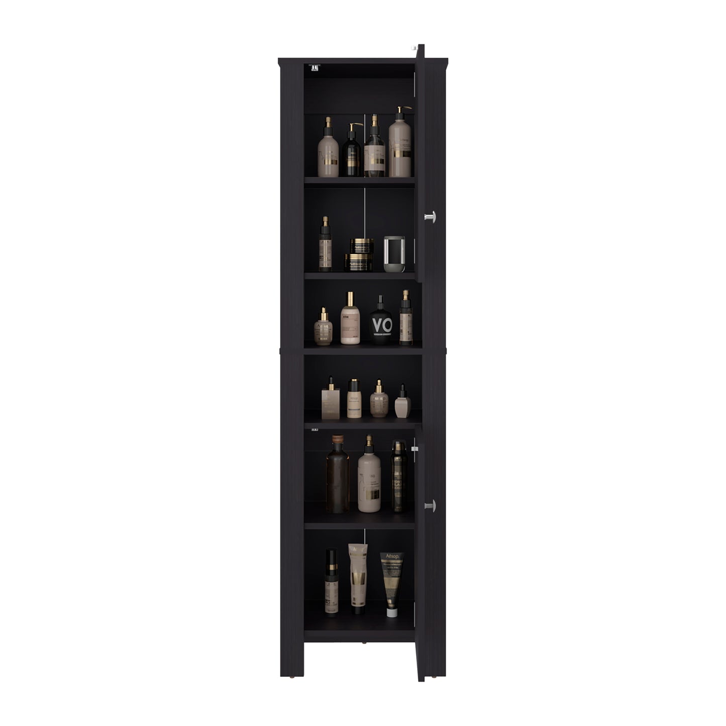 Vanessa Bathroom Cabinet with Auxiliary Storage Modern Freestanding Organizer, Space-Saving Bathroom Storage
