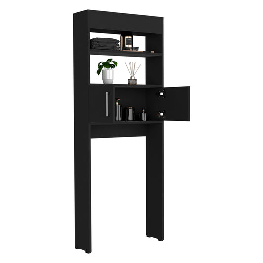 TUHOME Madrid Over The Toilet Cabinet with Double Door Storage, Two Spacious Shelves, Space-Saving Bathroom Organizer for Toiletries, Towels and Essentials, Modern Freestanding Design.
