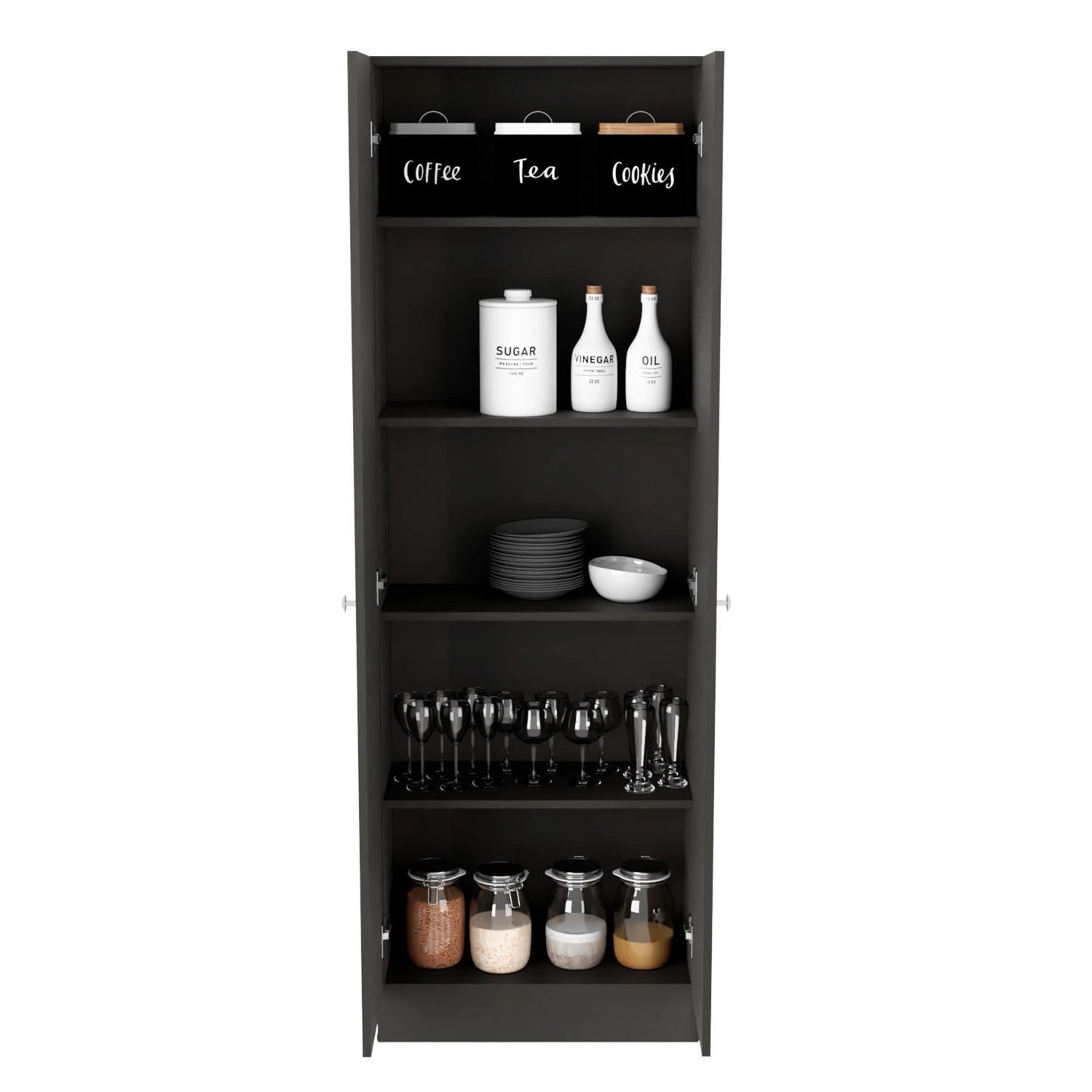 Lombardi Tall Cabinet with Five Drawers, Kitchen Pantry