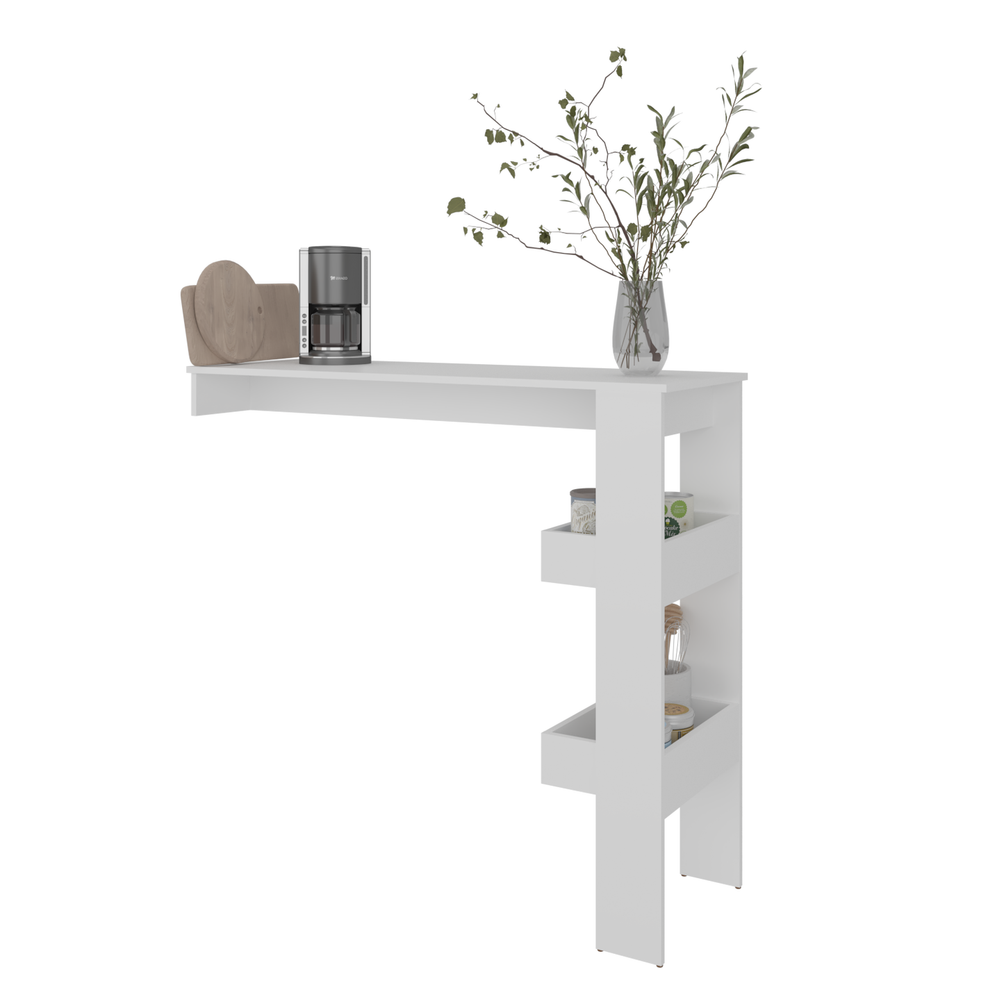 TUHOME Aurora Kitchen Counter Table with Modern Minimalist Design, Integrated Storage Shelf for Bar Essentials and Everyday Use, Space-Saving Dining or Breakfast Table Ideal for Kitchens, Home Bars, Studios and Contemporary Dining Rooms