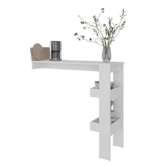 TUHOME Aurora Kitchen Counter Table with Modern Minimalist Design, Integrated Storage Shelf for Bar Essentials and Everyday Use, Space-Saving Dining or Breakfast Table Ideal for Kitchens, Home Bars, Studios and Contemporary Dining Rooms
