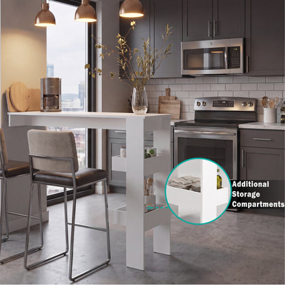 TUHOME Aurora Kitchen Counter Table with Modern Minimalist Design, Integrated Storage Shelf for Bar Essentials and Everyday Use, Space-Saving Dining or Breakfast Table Ideal for Kitchens, Home Bars, Studios and Contemporary Dining Rooms