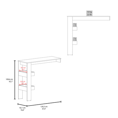 Aurora Kitchen Counter Table Table with Storage Shelf, Modern Design for Kitchen Side Dining Table, Breakfast Table, Bars or Dining Room