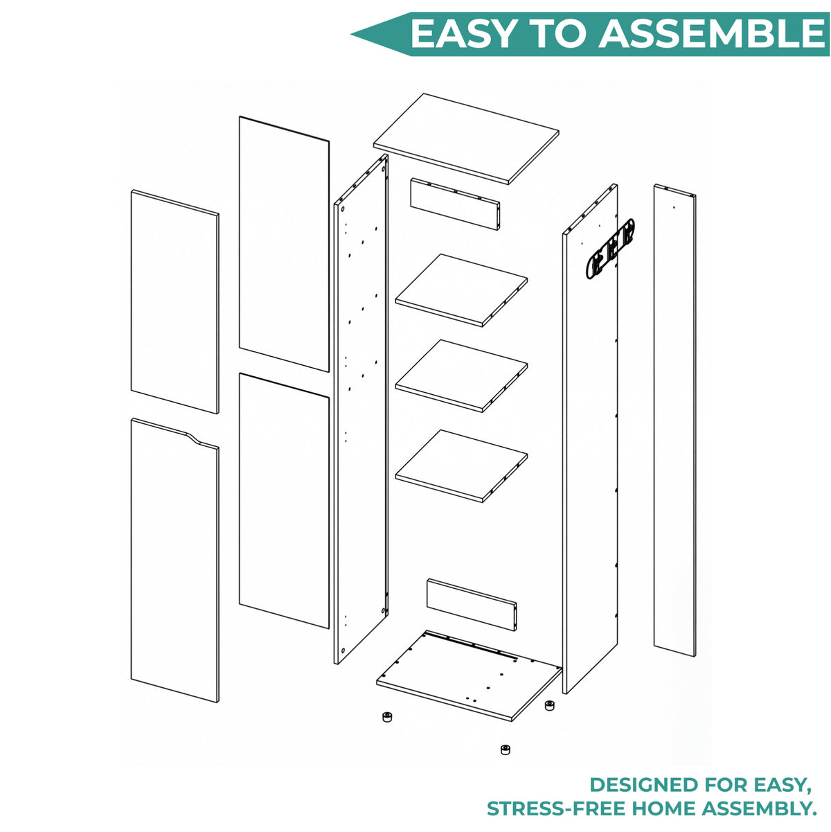 Austin Storage Broom Closet with Magnetic-Closure Doors, Tall Multi-Purpose Utility Cabinet for Cleaning Supplies, Durable Engineered Wood Construction and Space-Saving Design