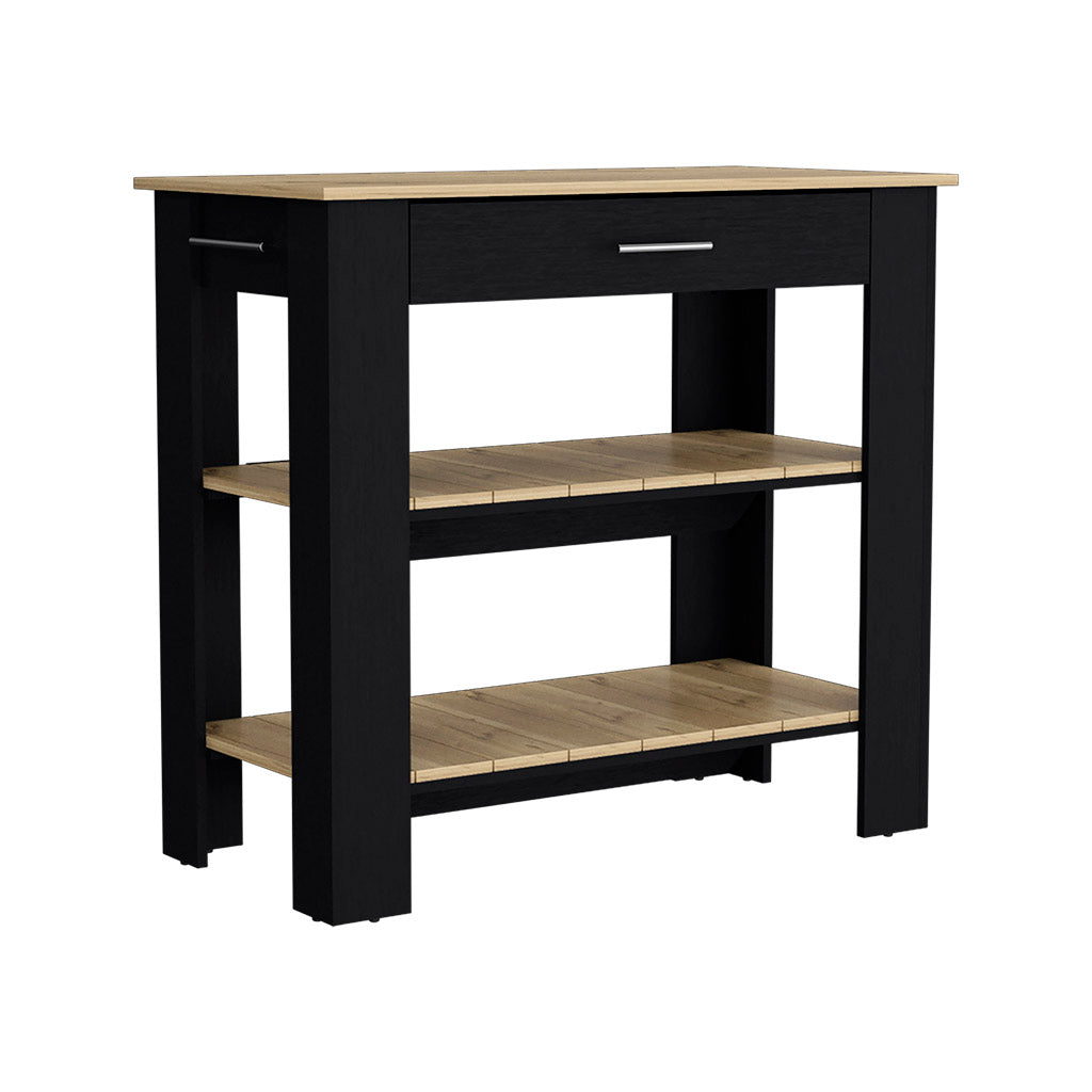 Cala Kitchen Island 40, Two Shelves, One Drawer, Four Legs