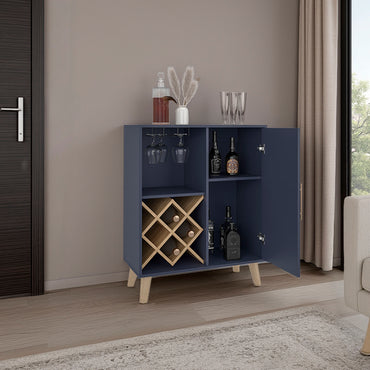 Cave Low Bar Cabinet with Open Storage, Modern Bar Furniture for Living Room or Entertainment Area
