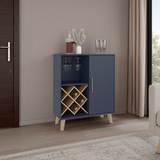 Cave Low Bar Cabinet with Open Storage, Modern Bar Furniture for Living Room or Entertainment Area