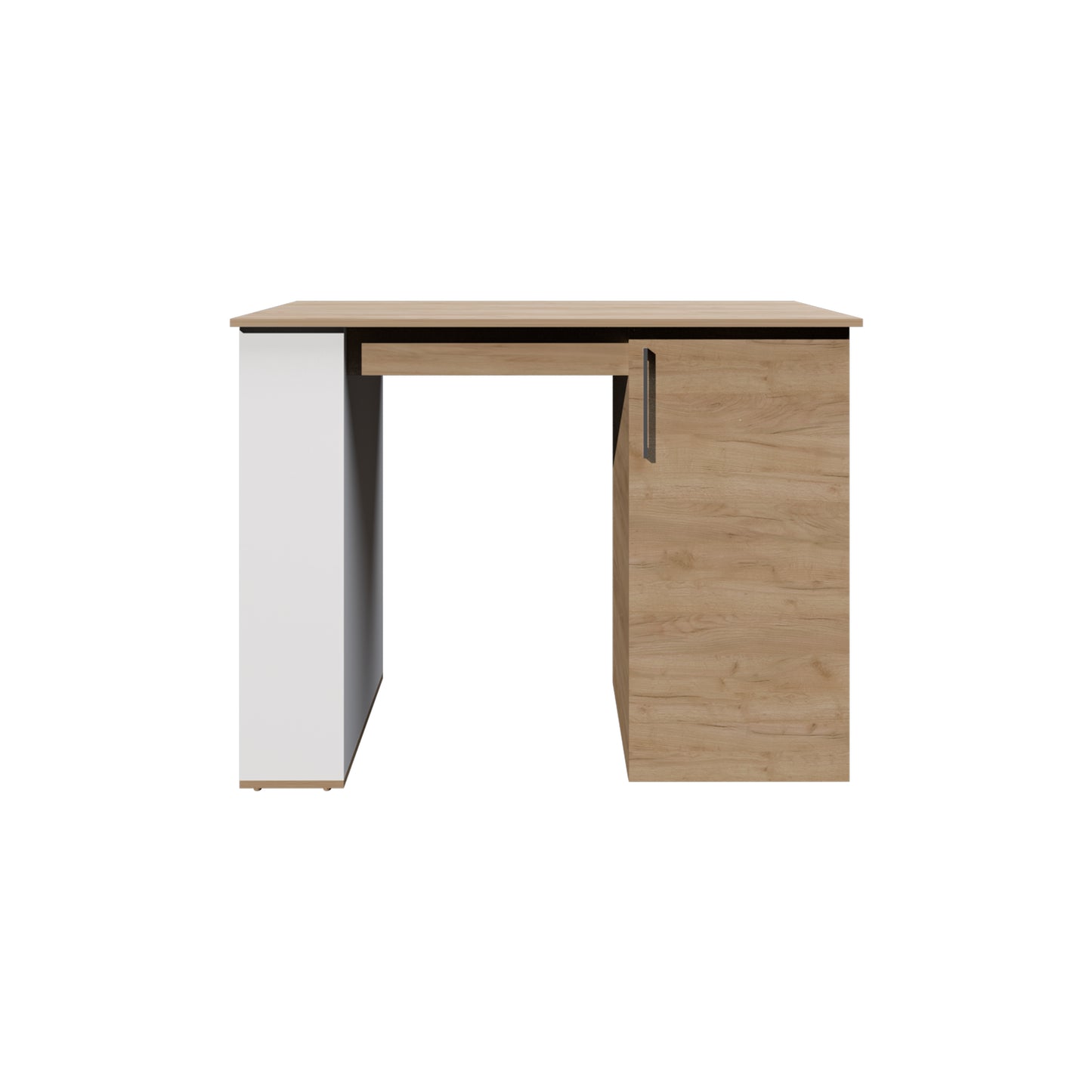 Allen Kitchen Island, External Shelves, White - Natural Oak