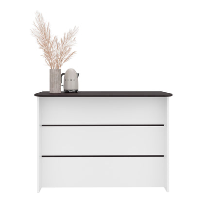 Fendi Kitchen Island with Open Down Shelves, Storage Cabinets, and Top Counter Space For A Modern Kitchen Style or Coffee Station