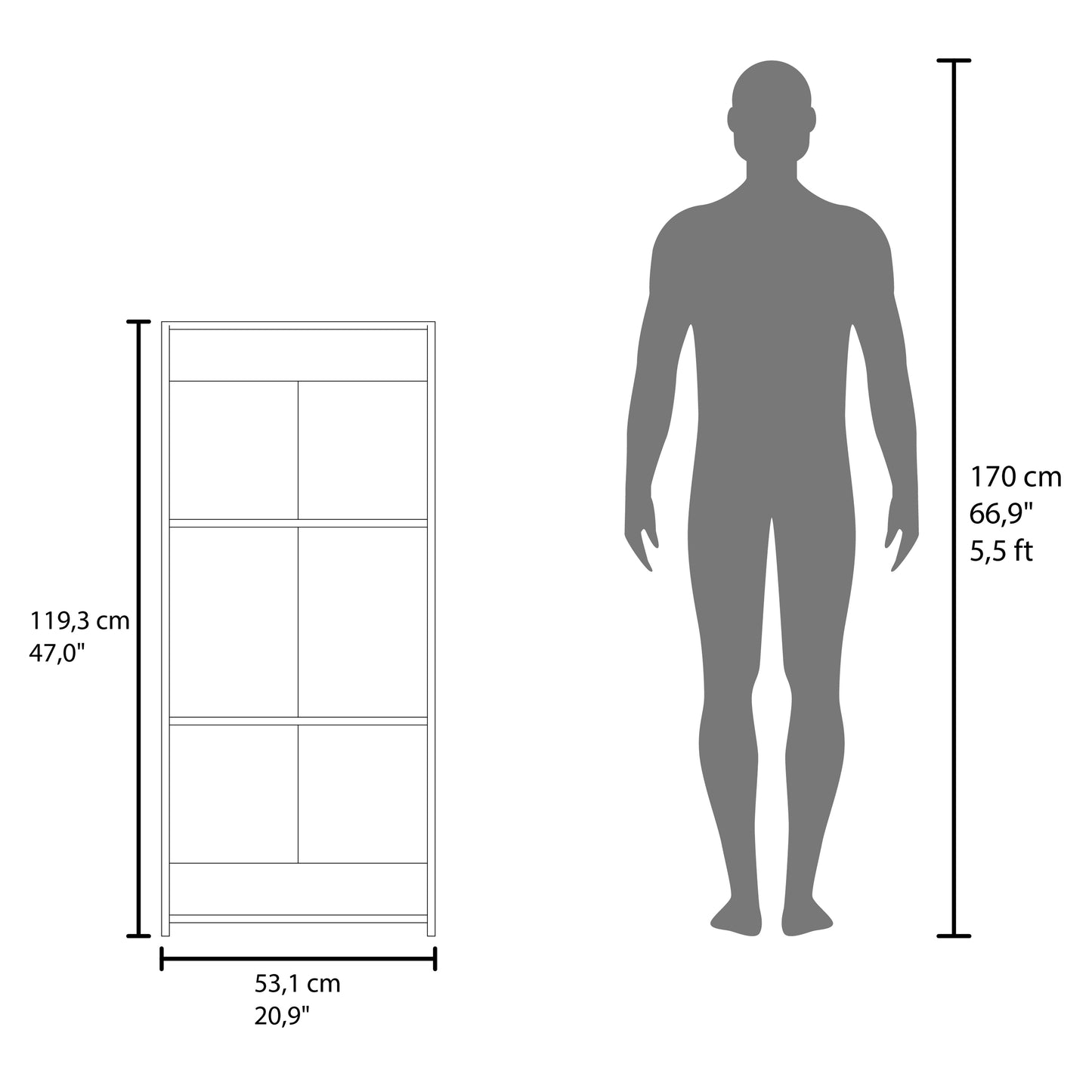 Note 47" Tall Three-Tier Ladder Bookcase