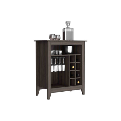 Essential Bar Cabinet with Open Display Shelf, Built-In Wine Rack Cubbies, Smooth-Glide Storage Drawer and Spacious Top Surface for Elegant Home Entertaining, Beverage Organization and Modern Bar.