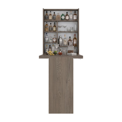 Tuhome Vatta Wall Foldable Counter Table with Multiple Shelves, Extending Surface, Space-Saving Design for Kitchen, Dining Room, or Home Office