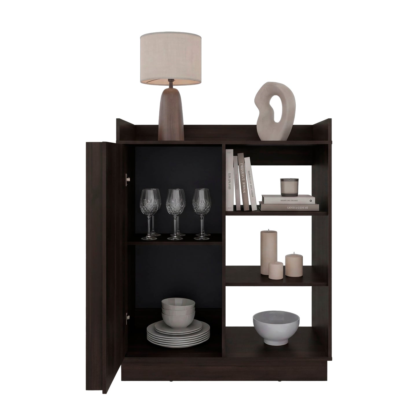 Caoba Sideboard Cabinet with 3 Doors, Adjustable Interior Shelves, Accent Storage Cabinet for Dining Room, Living Room and Entryway
