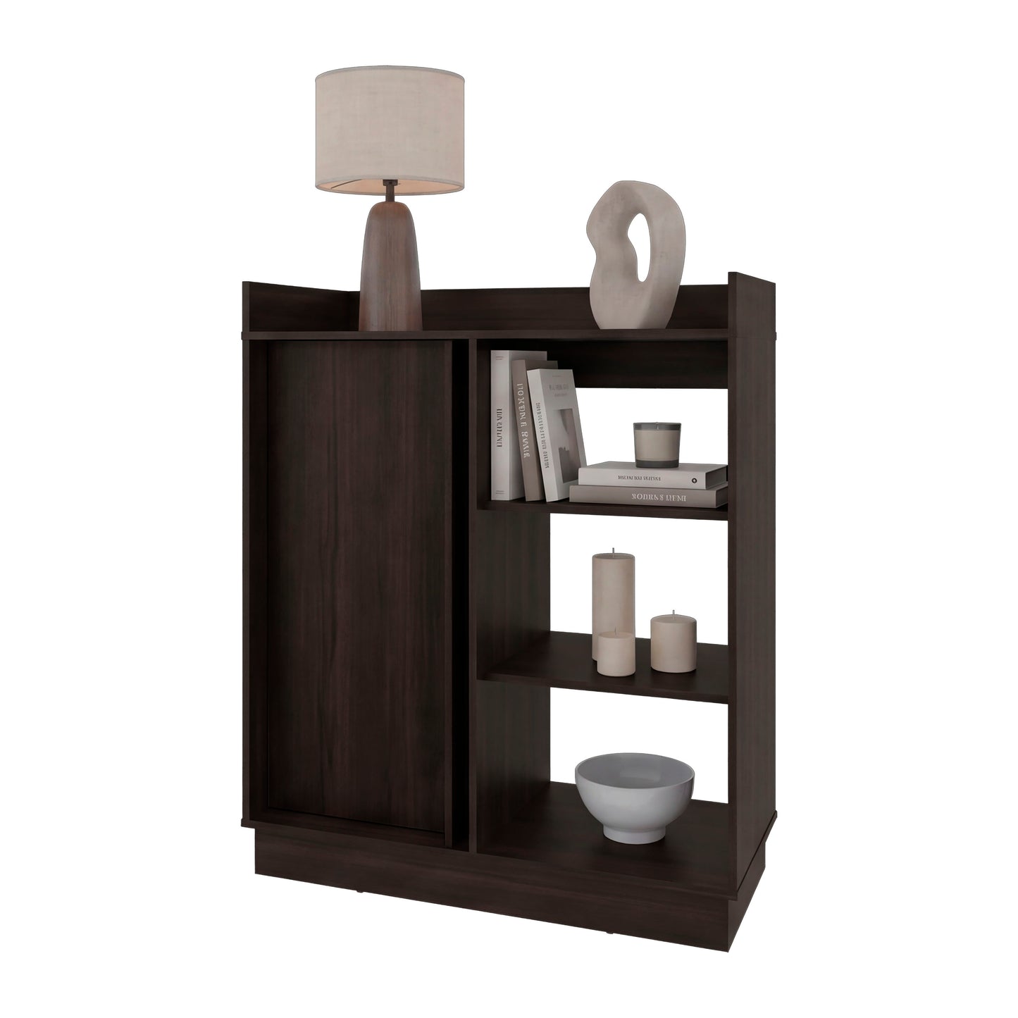 Caoba Sideboard Cabinet with 3 Doors, Adjustable Interior Shelves, Accent Storage Cabinet for Dining Room, Living Room and Entryway