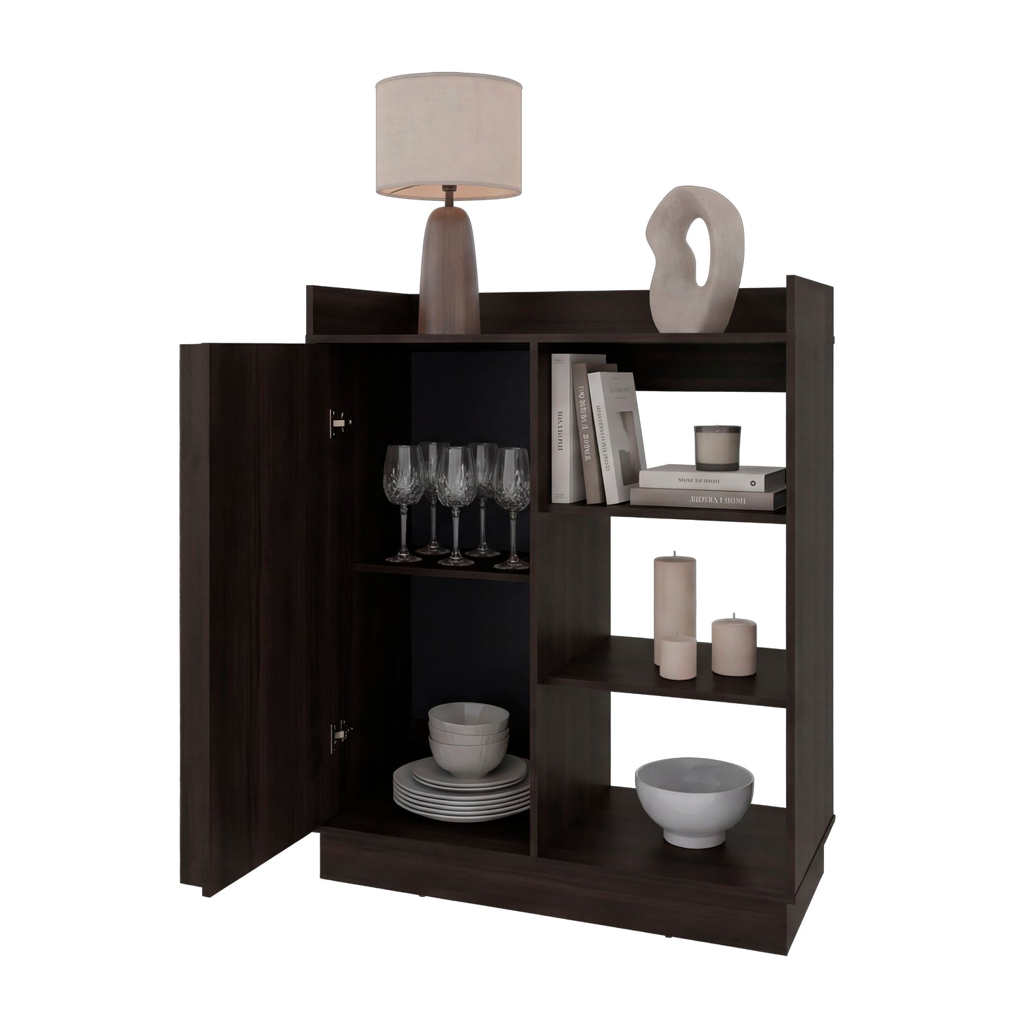 Caoba Sideboard Cabinet with 3 Doors, Adjustable Interior Shelves, Accent Storage Cabinet for Dining Room, Living Room and Entryway
