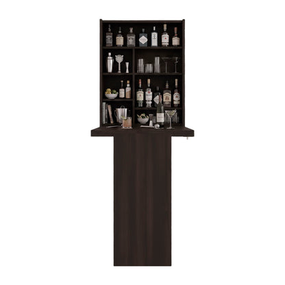 Tuhome Vatta Wall Foldable Counter Table with Multiple Shelves, Extending Surface, Space-Saving Design for Kitchen, Dining Room, or Home Office