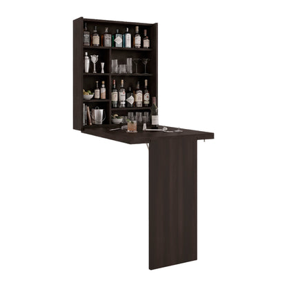 Tuhome Vatta Wall Foldable Counter Table with Multiple Shelves, Extending Surface, Space-Saving Design for Kitchen, Dining Room, or Home Office